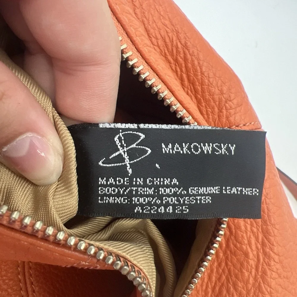 B Makowsky Leather Hobo Shoulder Bag Slouchy Y2K Boho Crescent Moto Zip Pocket